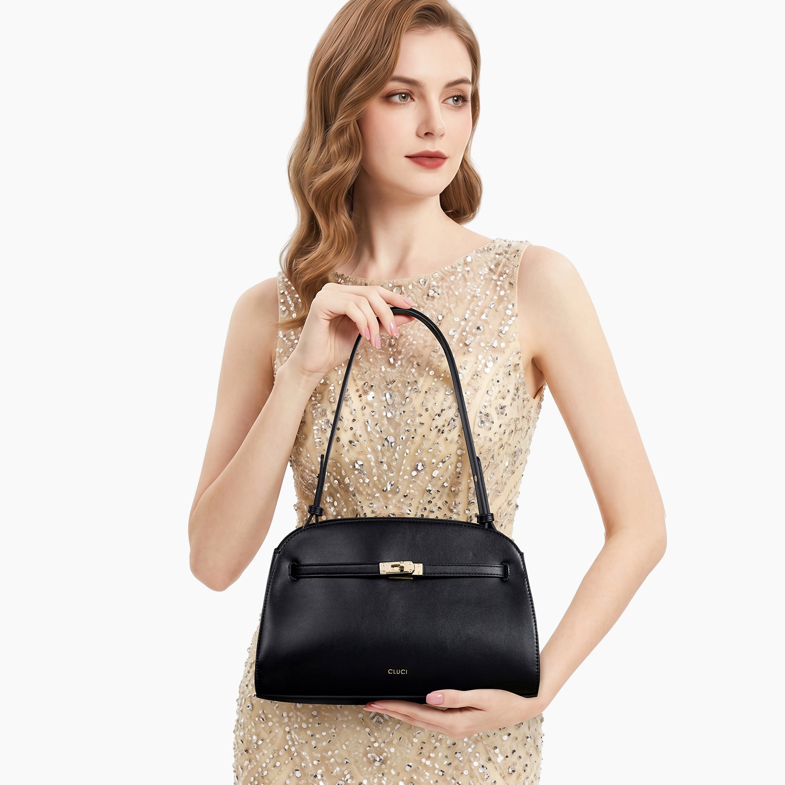 Water Repellent Shoulder Handbags with 2 Adjustable Straps Leather Crossbody Bag