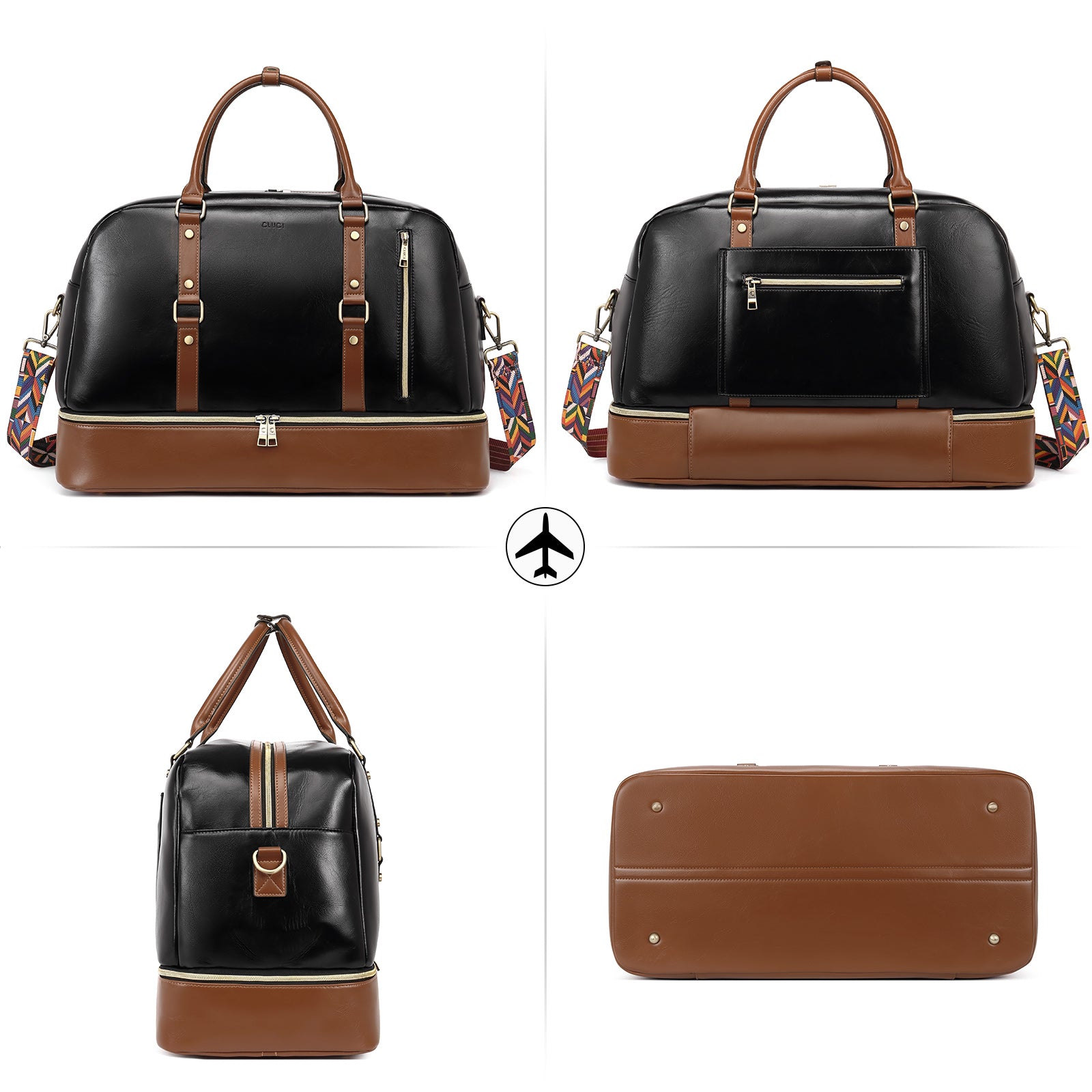 CLUCI Weekender Bag for Women Leather Overnight Carry on Travel Duffel Bags with Shoe Compartment