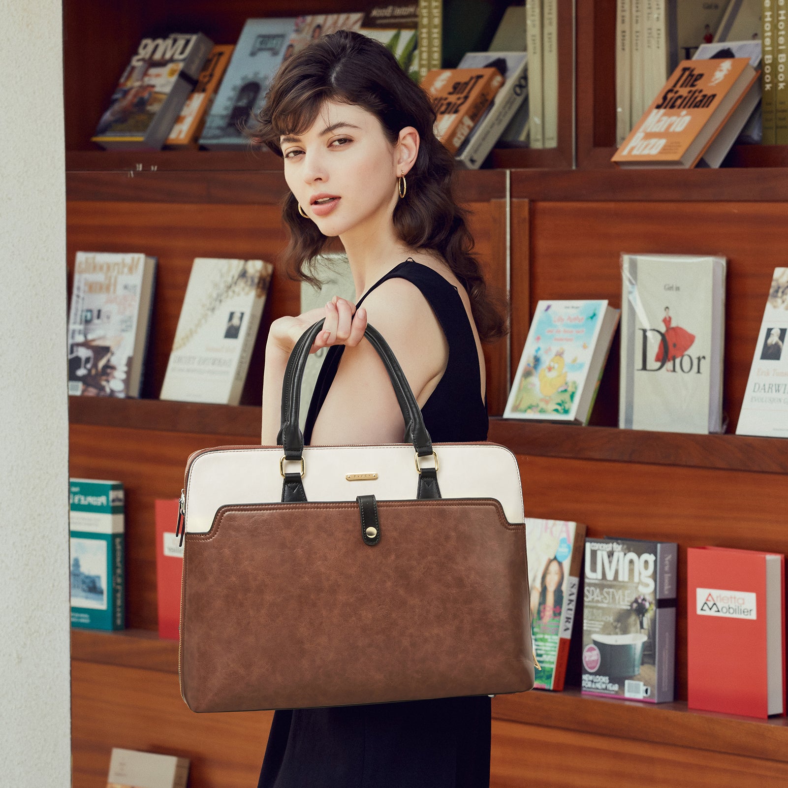 Claire  Premium Leather Messenger Briefcase For School And Work