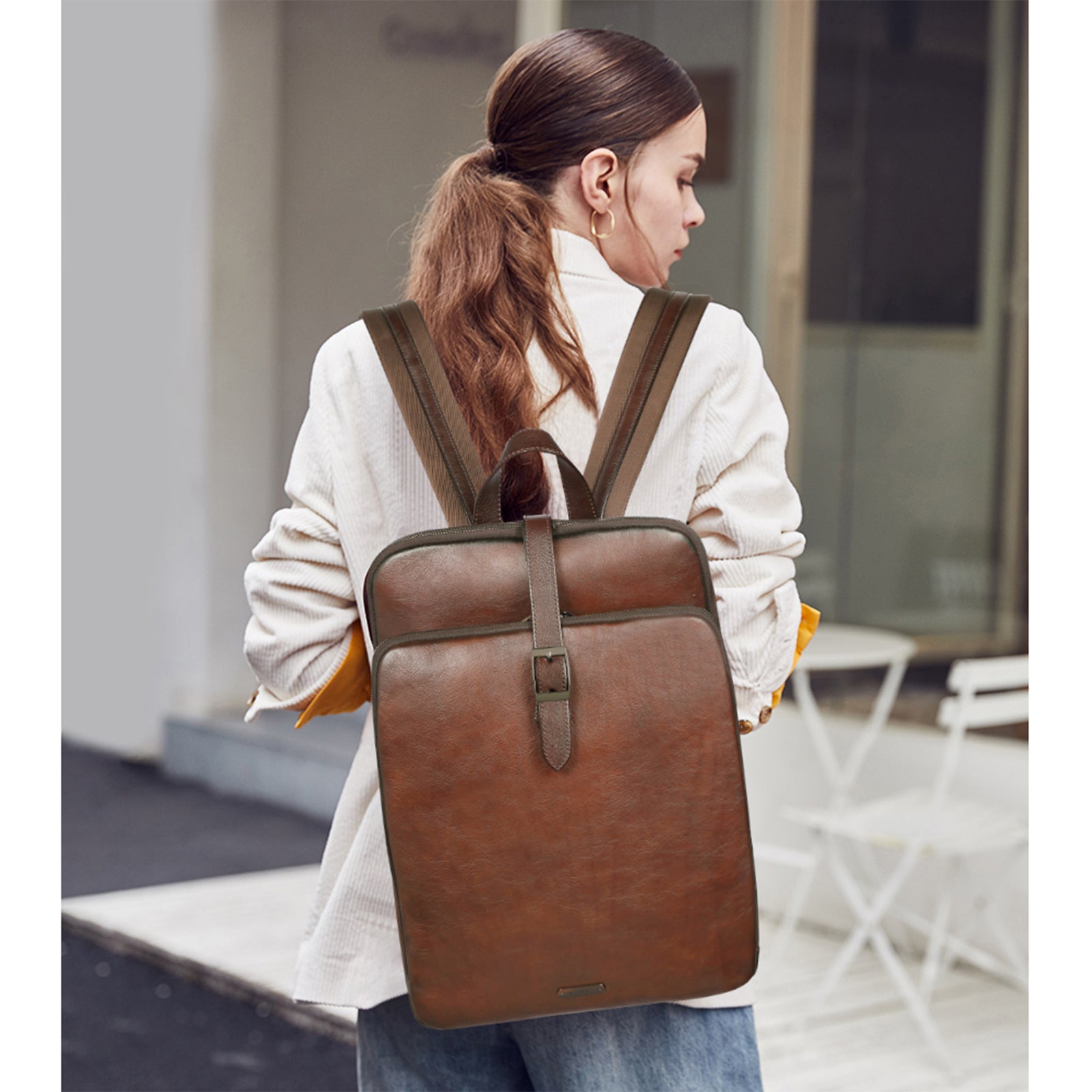 Koch Vintage Full Grain Vegetable Tanned Leather Backpack For Work