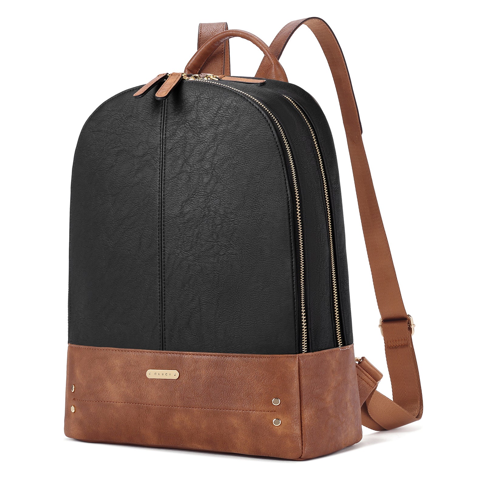 CLUCI Laptop Backpack for Women Leather 15.6 inch Computer Backpack Travel Business Vintage Large College Bag