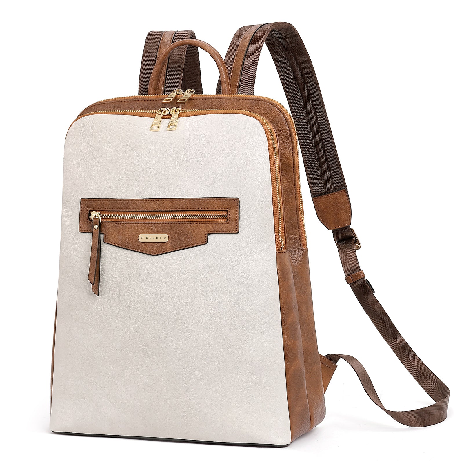 CLUCI Leather Laptop Backpack for Women 15.6 inch Computer Bag Travel Business Daypack