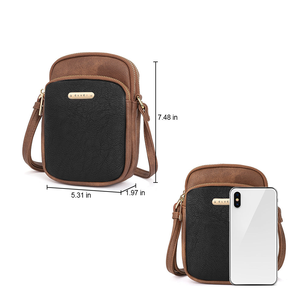 CLUCI Cell Phone Crossbody Bags for Women Small Phone Bag Purse Dome Leather Handbag Designer Travel Wallet