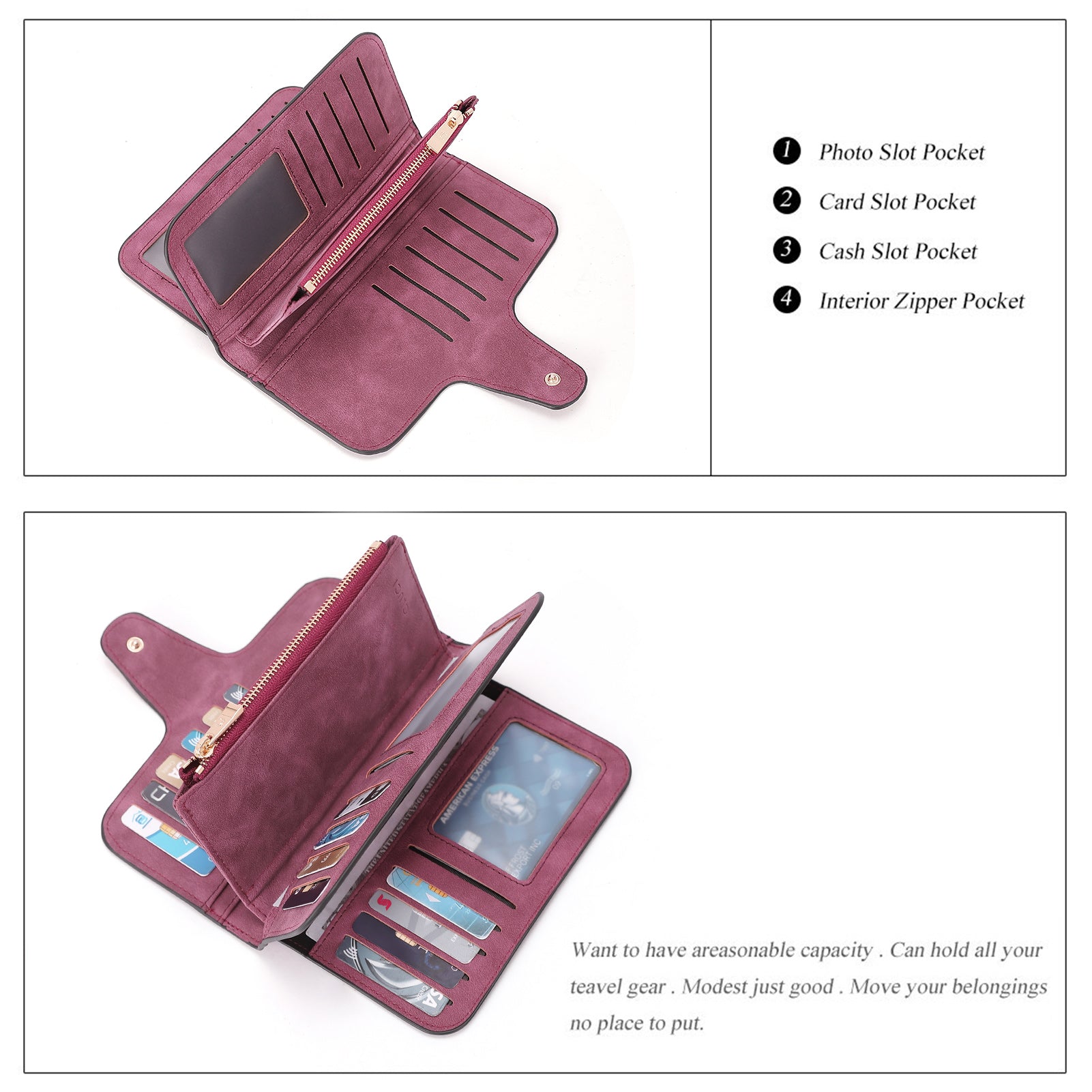 Cathy Luxury Women's Vegan Leather Wallet With Zipper