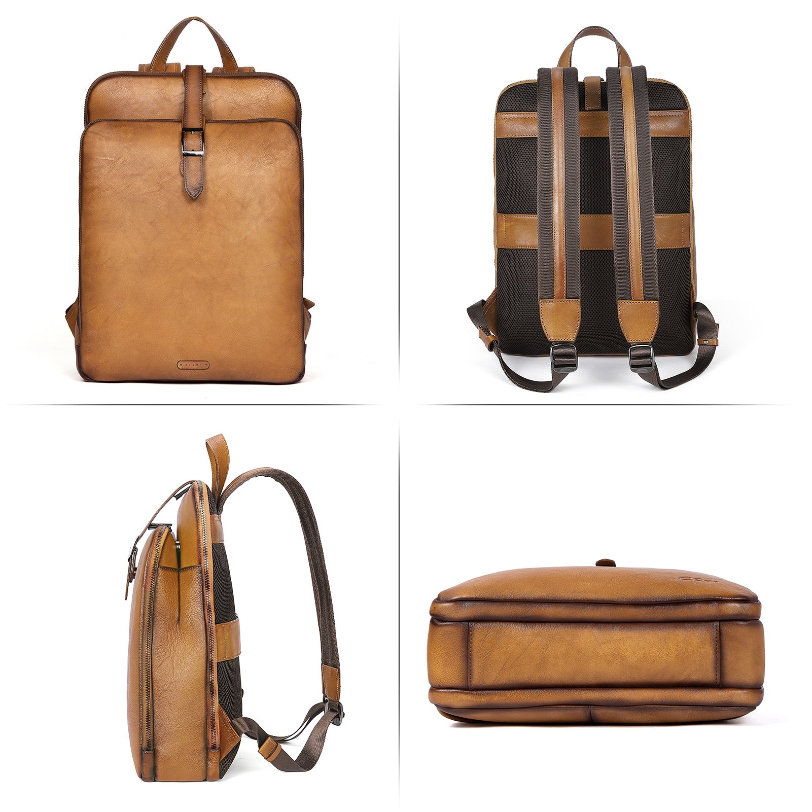 Koch Vintage Full Grain Vegetable Tanned Leather Backpack For Work