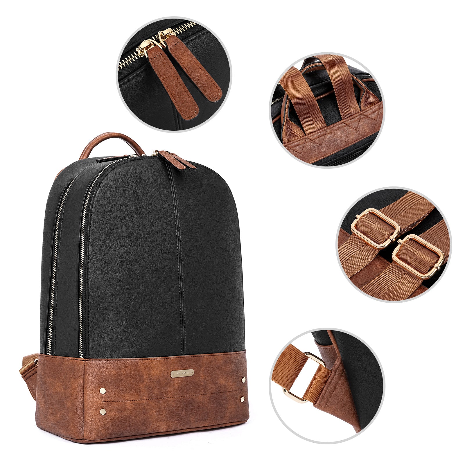 CLUCI Laptop Backpack for Women Leather 15.6 inch Computer Backpack Travel Business Vintage Large College Bag