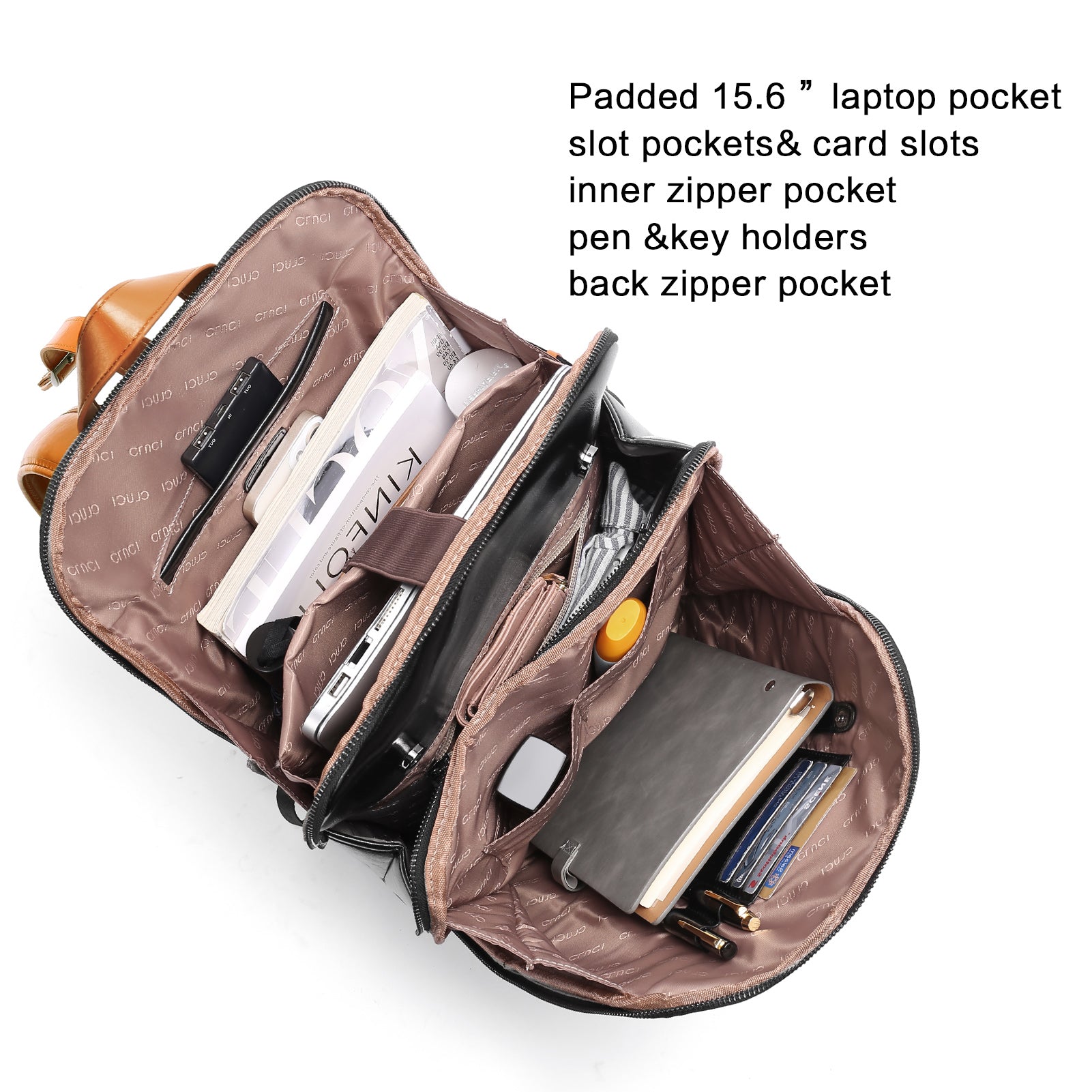 Koch Genuine Leather 15.6 Inch Laptop Backpack Purse For Women