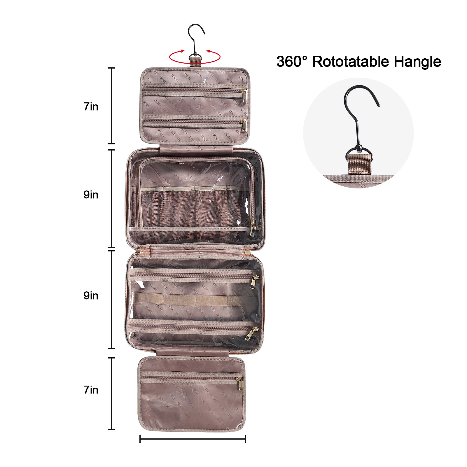 CLUCI Toiletry Bag Hanging Travel Organizer with Transparent Cosmetic Bag and Makeup Pouch For Full Sized Toiletries