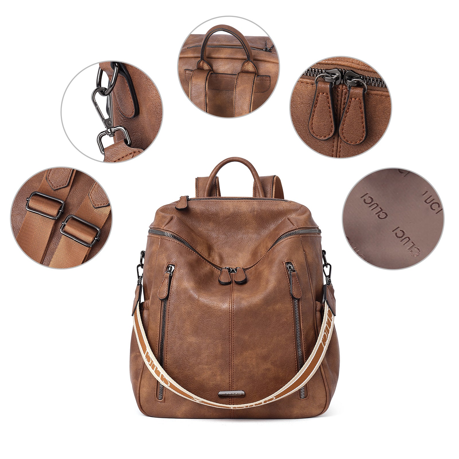 CLUCI Leather Backpack Purse for Women Travel Convertible Ladies Large Fashion Casual Daypack