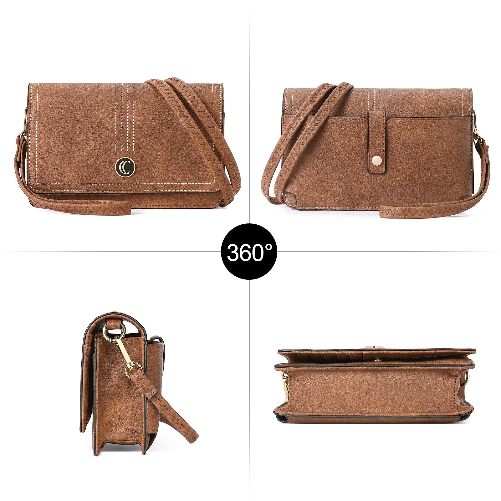 CLUCI Crossbody Purse for Women, Wristlet Wallet, Small Shoulder Bag with Card Slots, Leather Flap Cell phone Clutch
