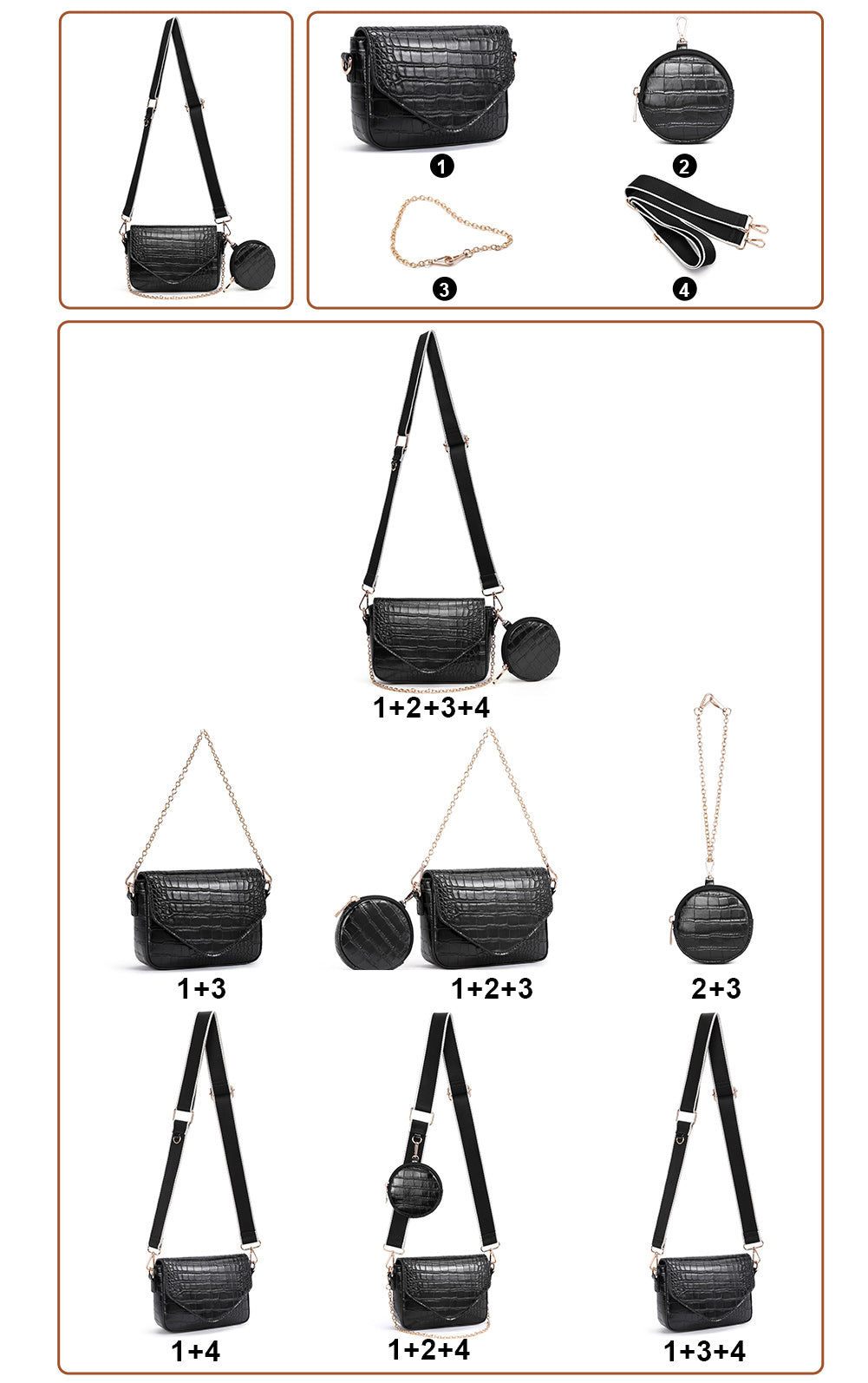 CLUCI Small Crossbody Bags for Women Leather with Coin Purse Fashion Travel Adjustable Shoulder Bag
