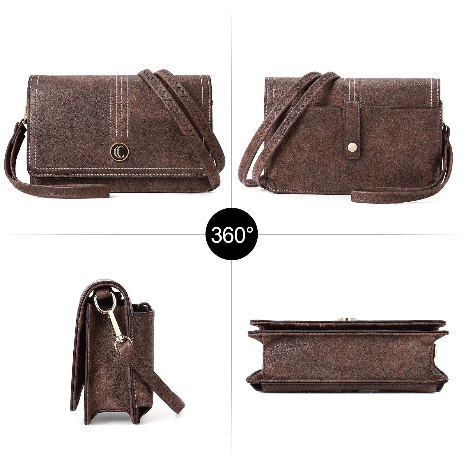 CLUCI Crossbody Purse for Women, Wristlet Wallet, Small Shoulder Bag with Card Slots, Leather Flap Cell phone Clutch