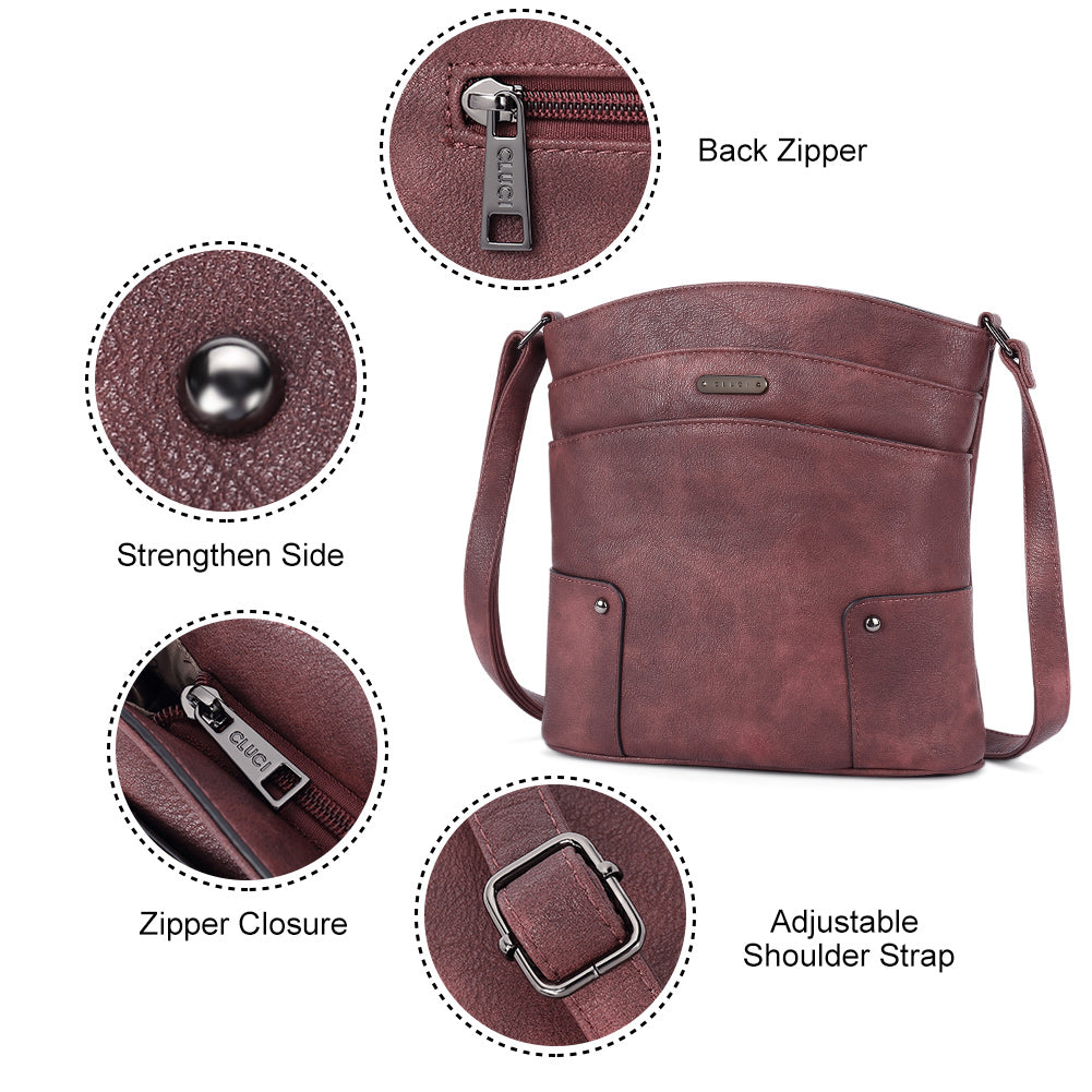 Amos Triple Pockets Vintage Crossbody Bag