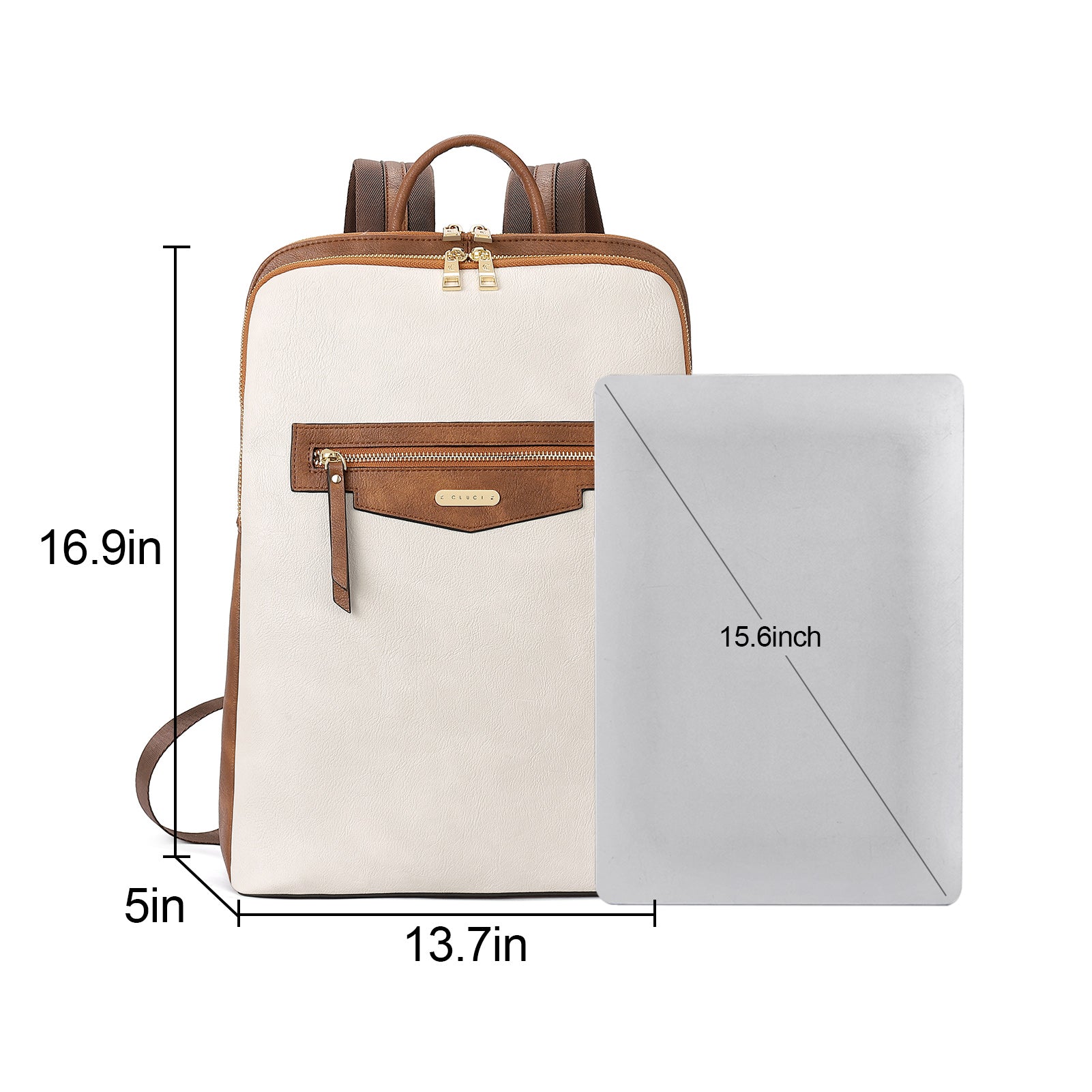 CLUCI Leather Laptop Backpack for Women 15.6 inch Computer Bag Travel Business Daypack