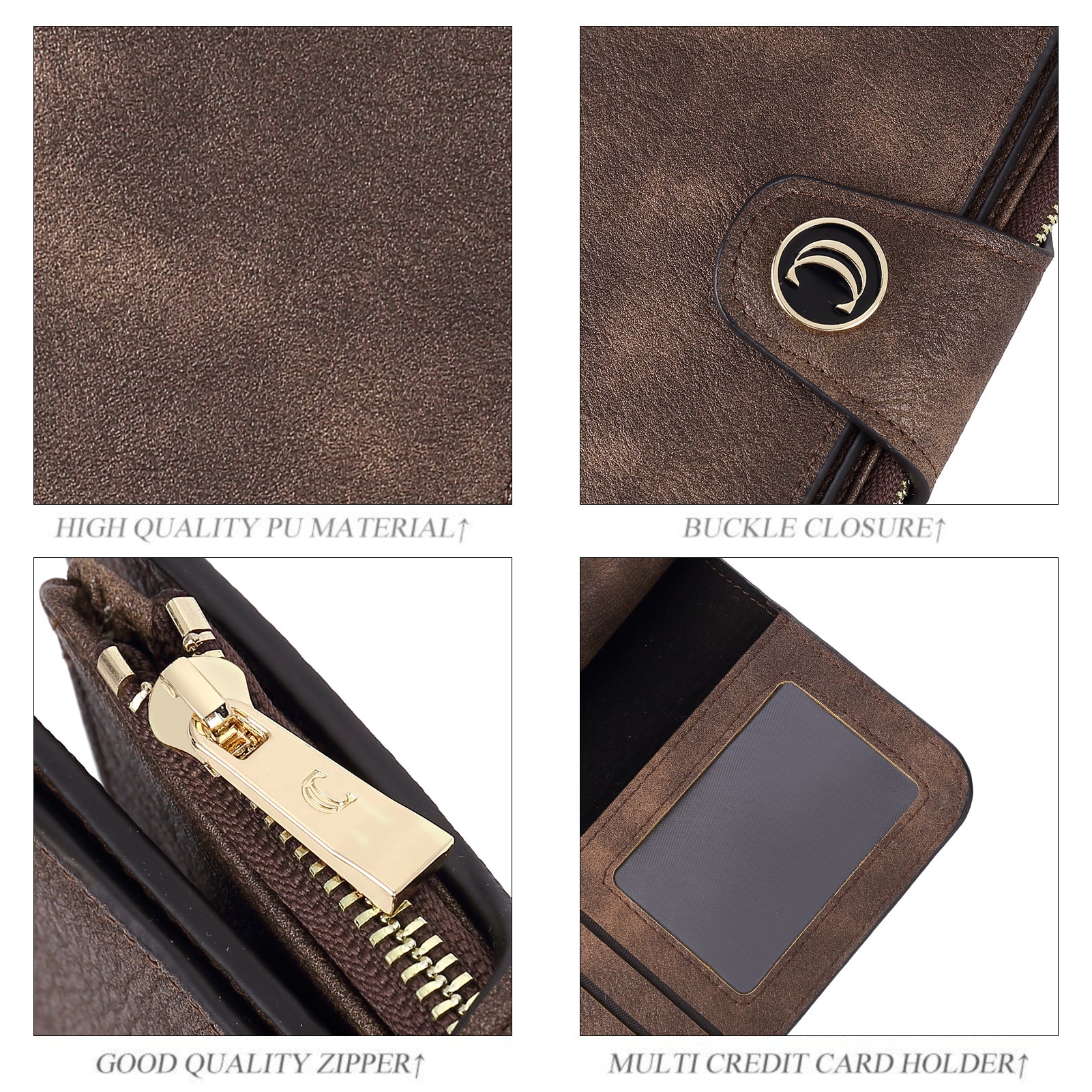 Cathy Luxury Women's Vegan Leather Wallet With Zipper