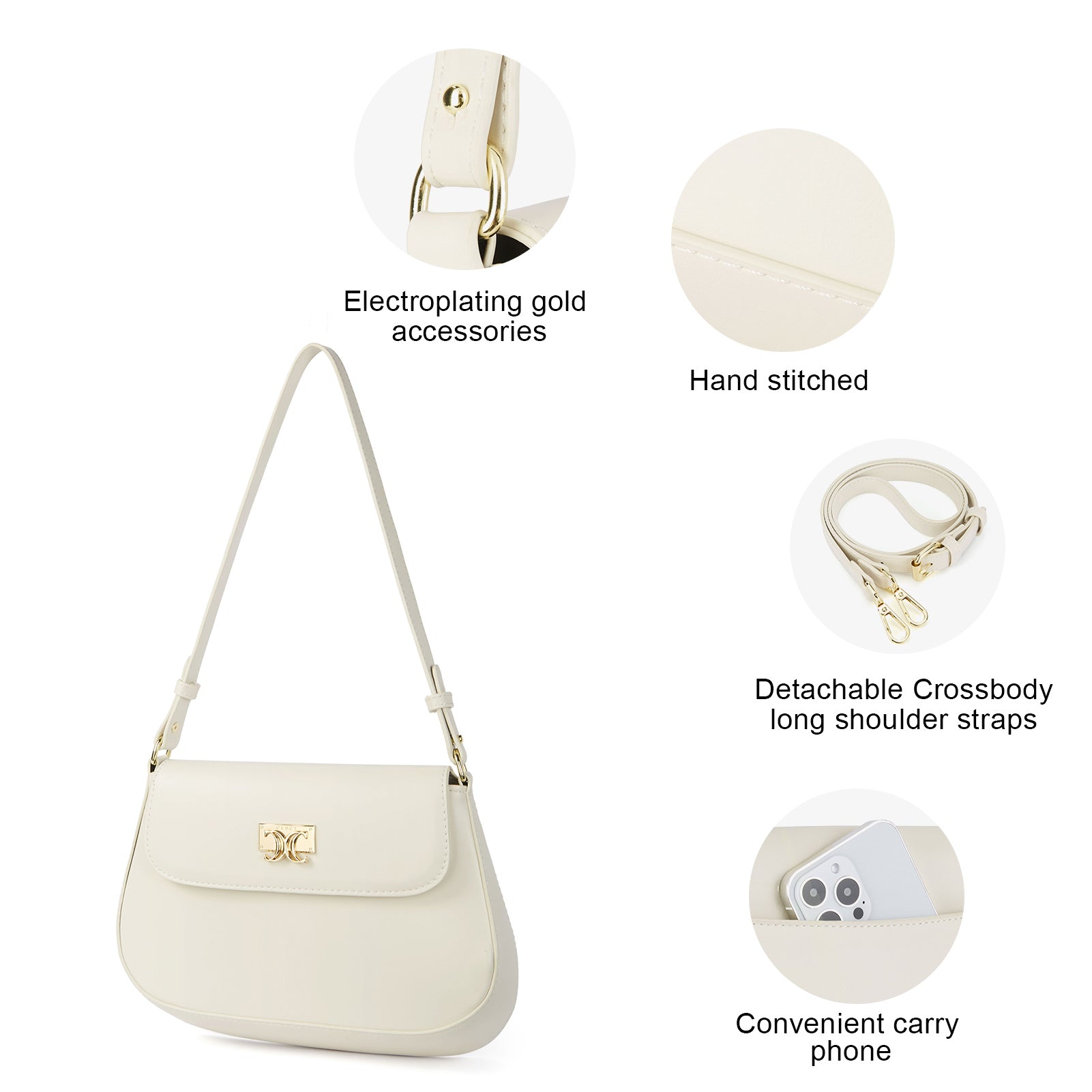 CLUCI Purses for women Small Shoulder Bag Cute Clutch Designer Tote Handbags Leather Crossbody Hobo purse