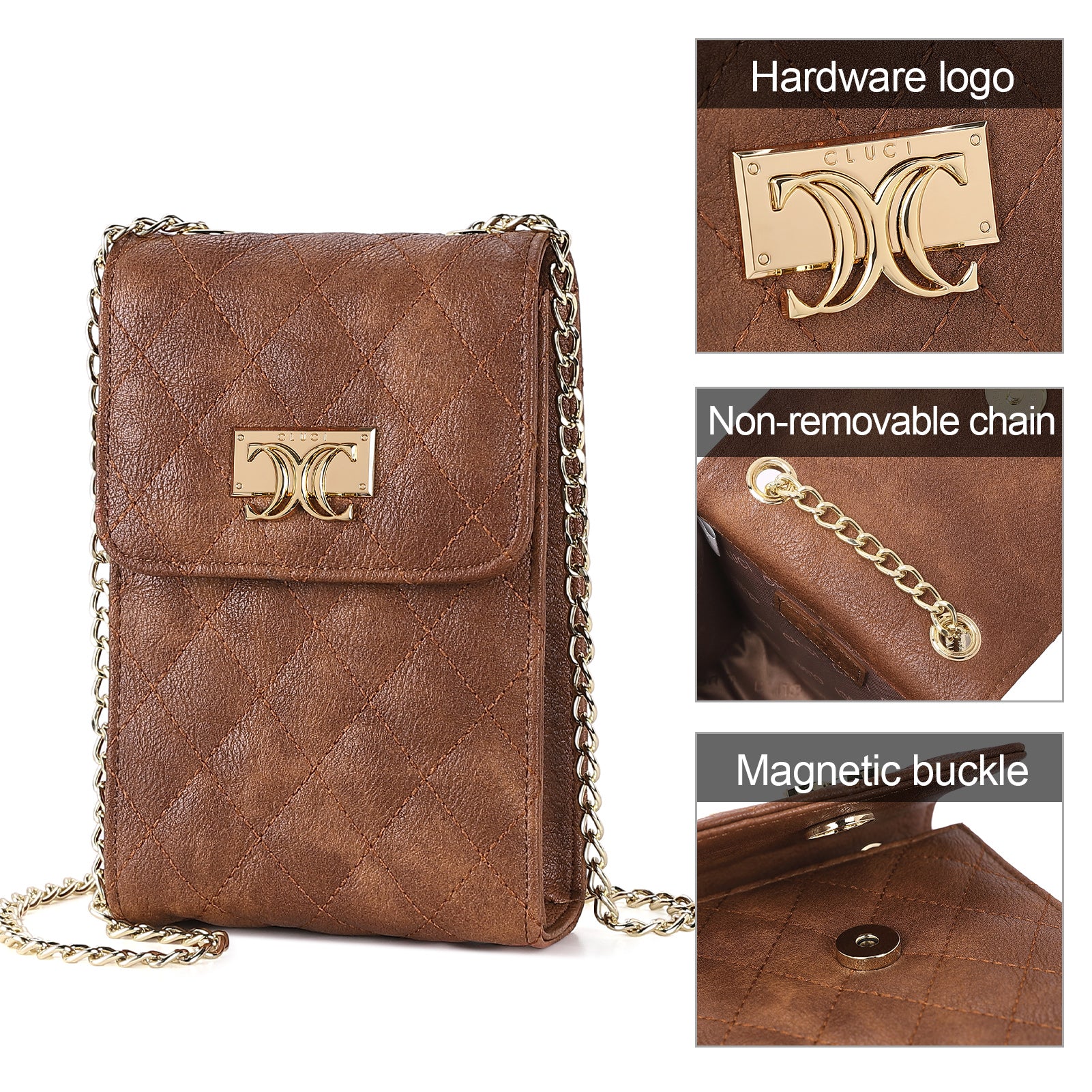 CLUCI Crossbody Cellphone Purse for Women Trendy Phone Wallet Flap Case Small Bags Satchels Wallet with Adjustable Straps