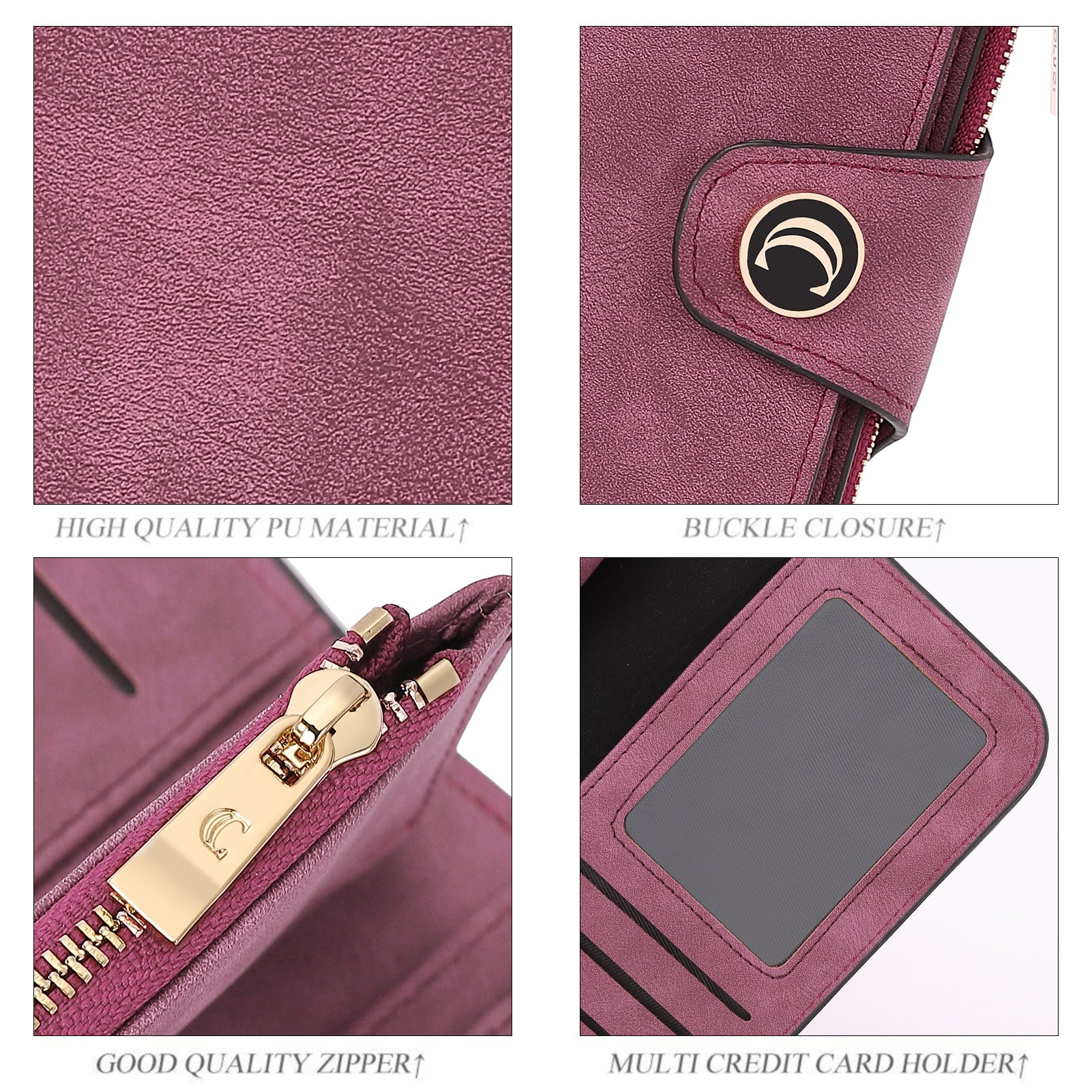 Cathy Luxury Women's Vegan Leather Wallet With Zipper