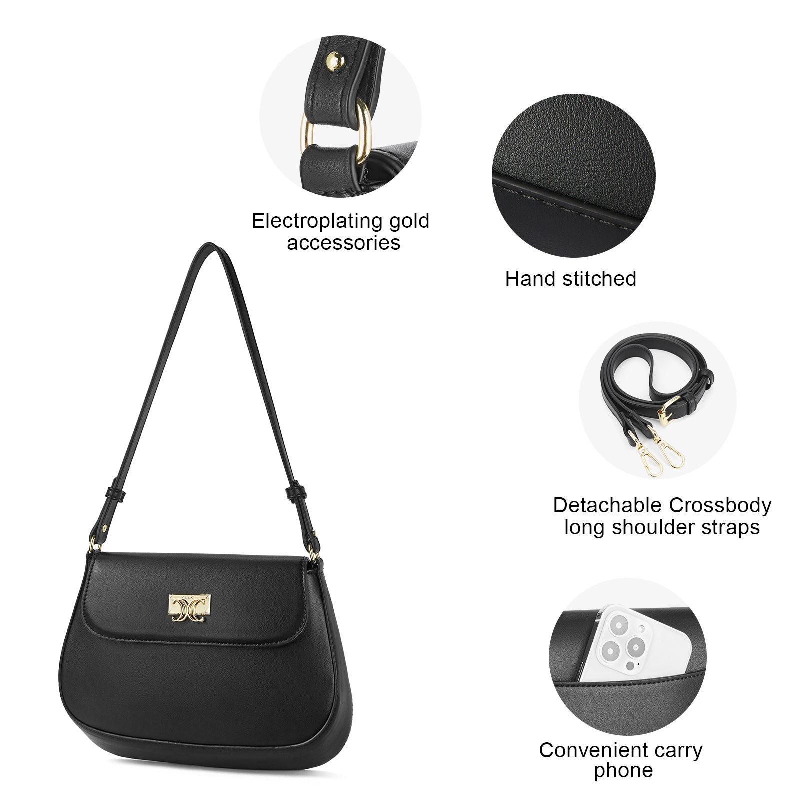 CLUCI Purses for women Small Shoulder Bag Cute Clutch Designer Tote Handbags Leather Crossbody Hobo purse
