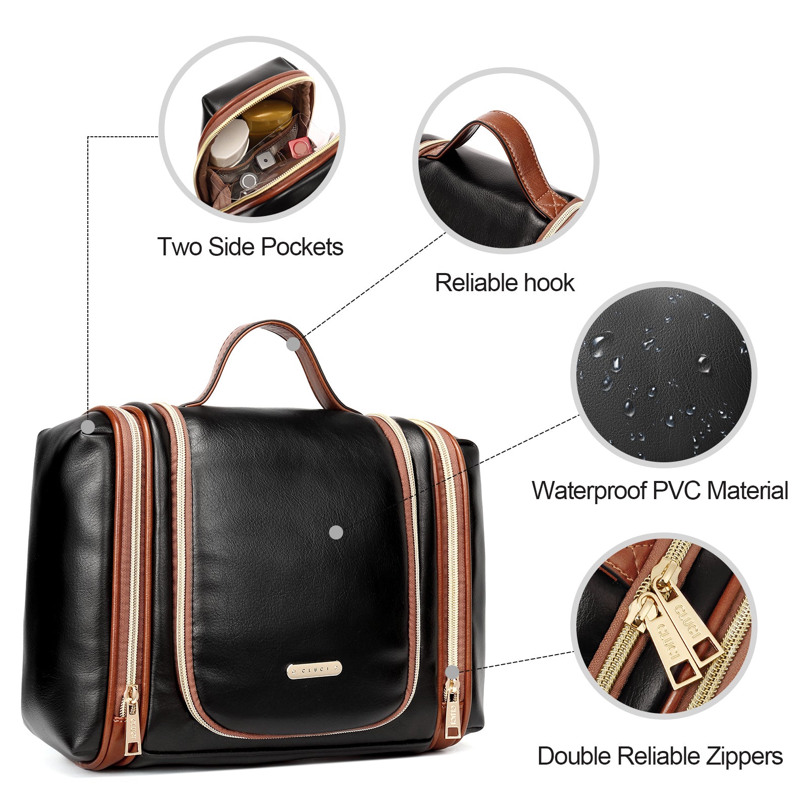 CLUCI Toiletry Bag Travel Bag, with Hanging Hook Water-resistant Makeup Cosmetic Bag Travel Organizer for Accessories Shampoo Full Sized Container Toiletries