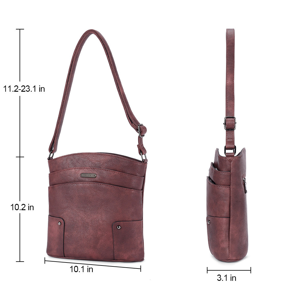 Amos Triple Pockets Vintage Crossbody Bag