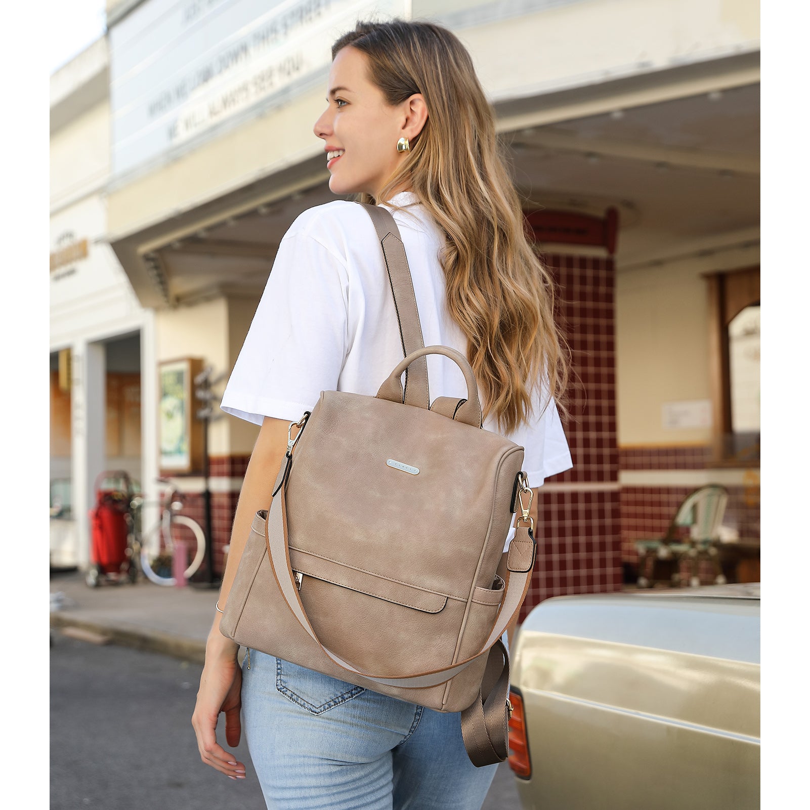 Greene Multi-Purpose Carry Way Vegan Leather Backpack Purse For Women