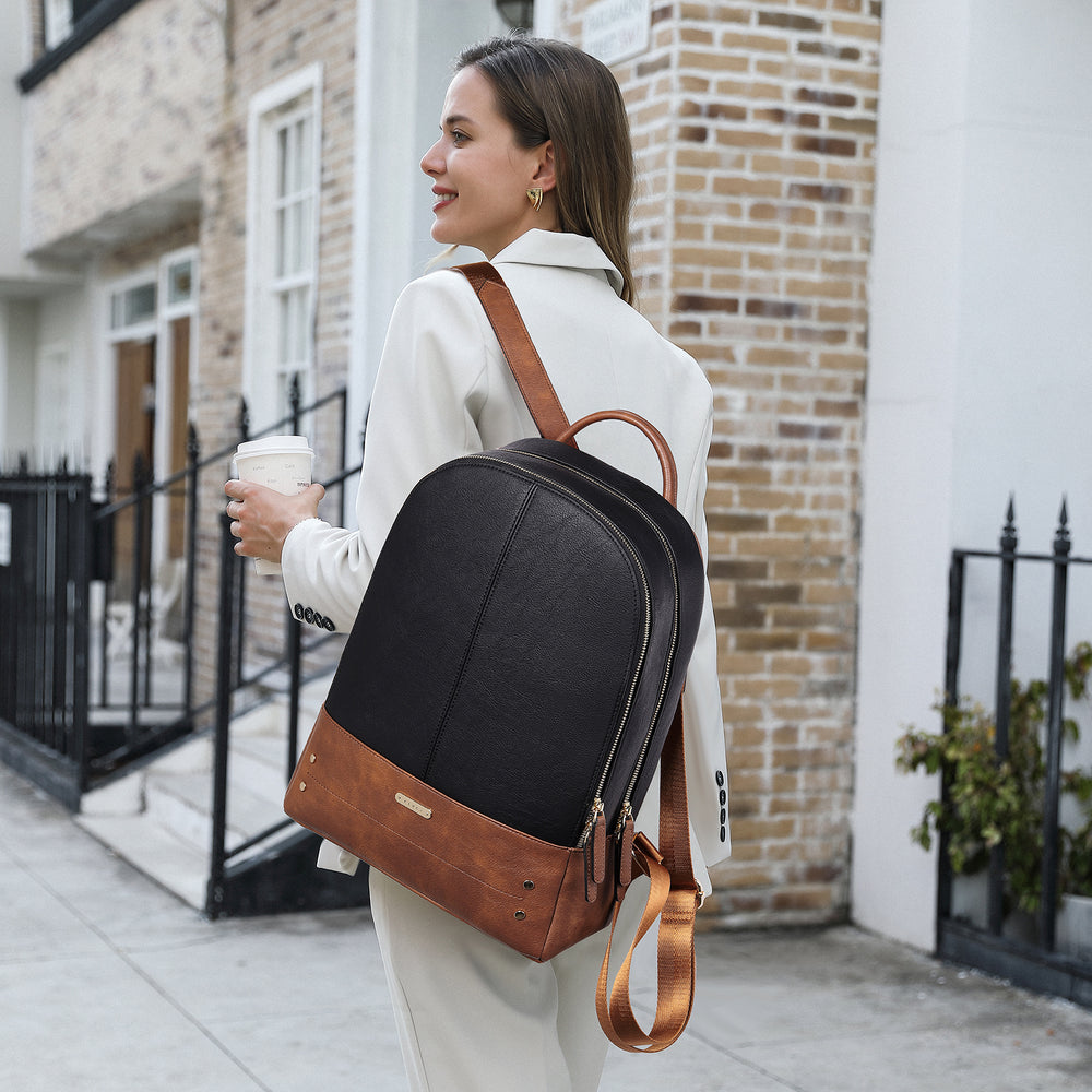 CLUCI Laptop Backpack for Women Leather 15.6 inch Computer Backpack Tr