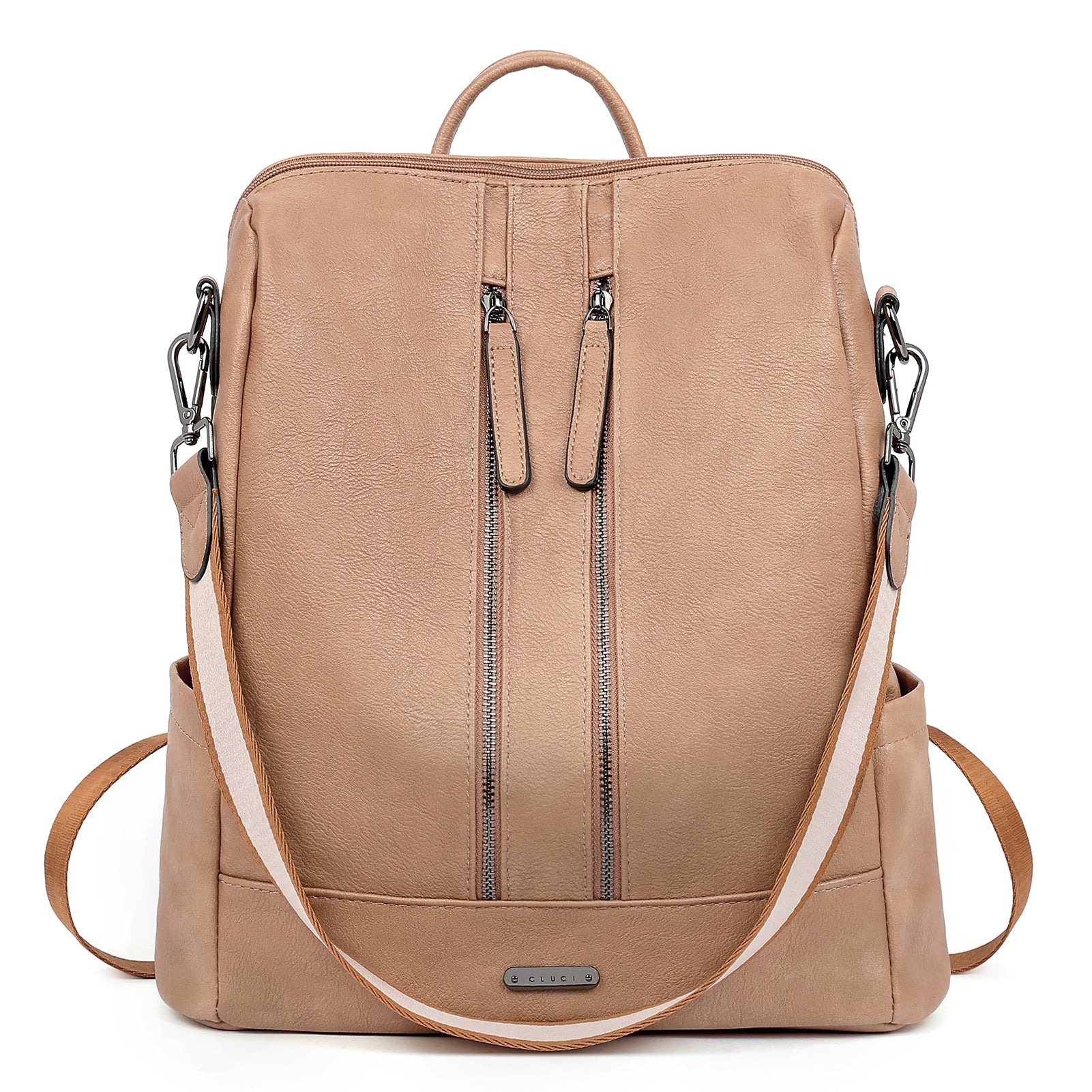 CLUCI Leather Backpack Purse for Women Convertible Large Travel Ladies Designer Fashion Casual College Shoulder Bag