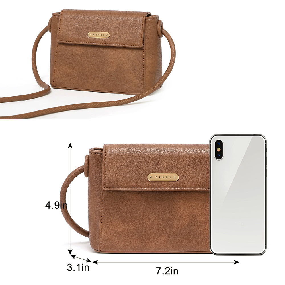 CLUCI Small Crossbody Bags for Women Vegan Leather Flap Fashion Ladies Travel Shoulder Purse with Adjustable Strap