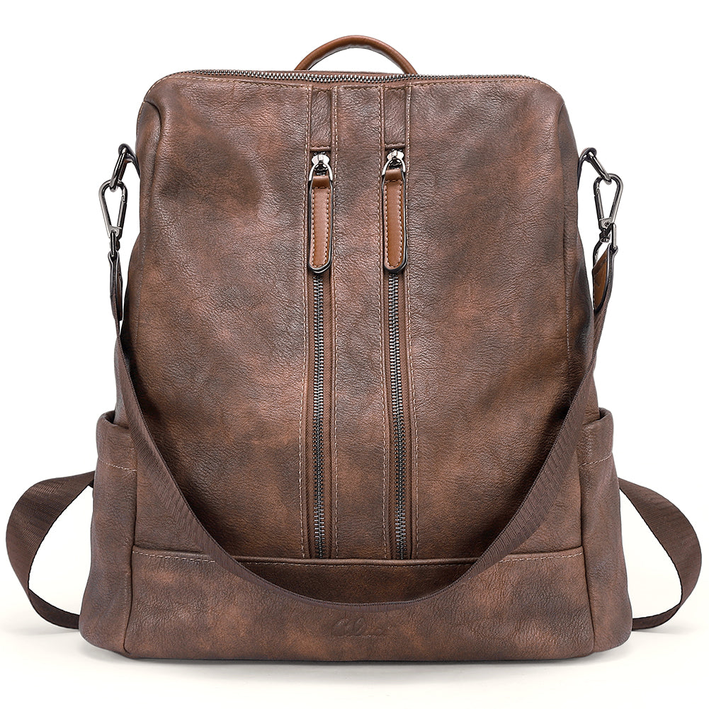 Greene Vegan Soft Leather Backpack Leather Purse For Work And Study | Two-Toned