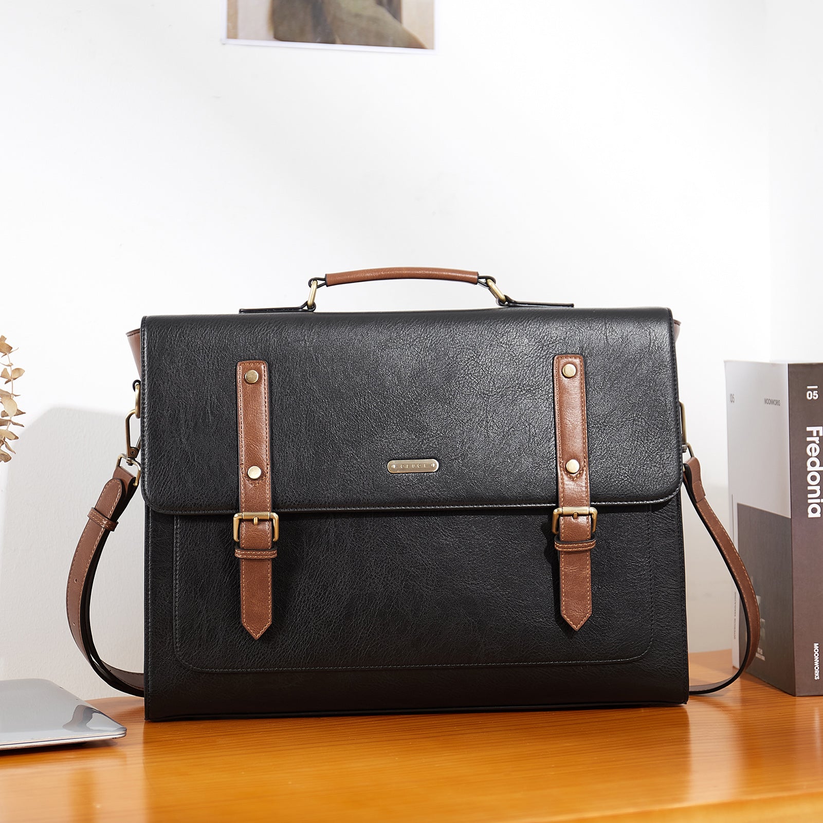 CLUCI Laptop Messenger Bag PU Leather Women Briefcase Business Profess