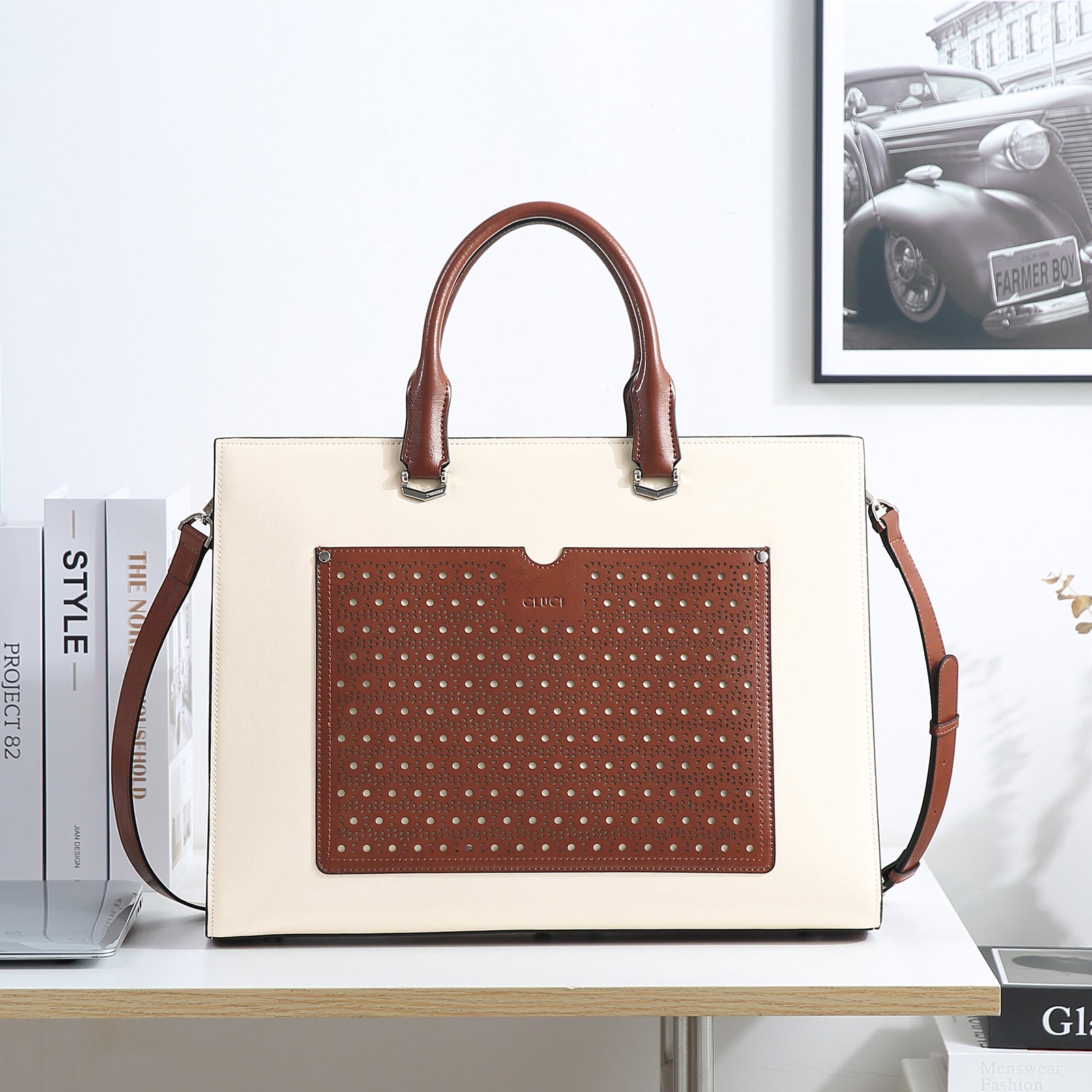 Lauren Refined Leather Briefcase For Women For Daily Use