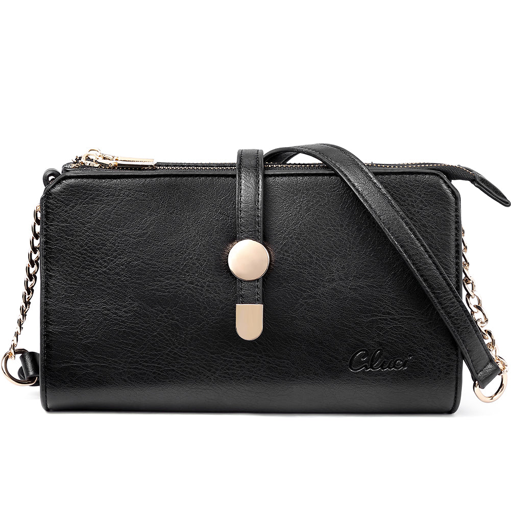 CLUCI Leather Crossbody Bags for Women Small Vintage Shoulder Purses Fashion Travel Bag with Adjustable Strap
