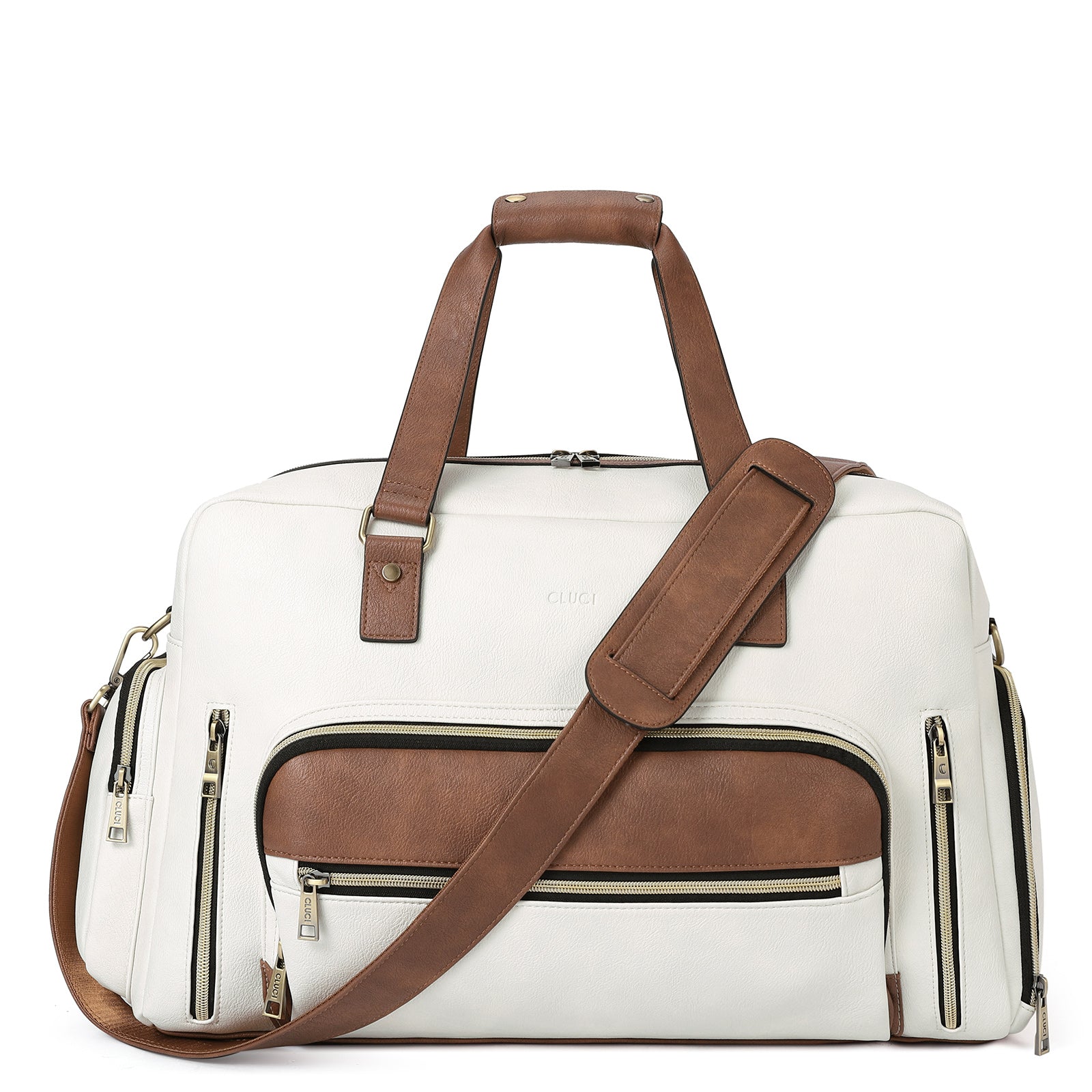 CLUCI Duffel Bag for Travel Leather Women Weekender Bag Carry on Travel Bag with Shoe Compartment