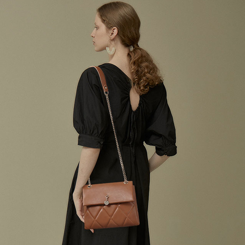 CLUCI Crossbody Bags for Women Small Vegan Leather Designer Handbags Leather and Metal Chain Strap, Ladies Shoulder Bag