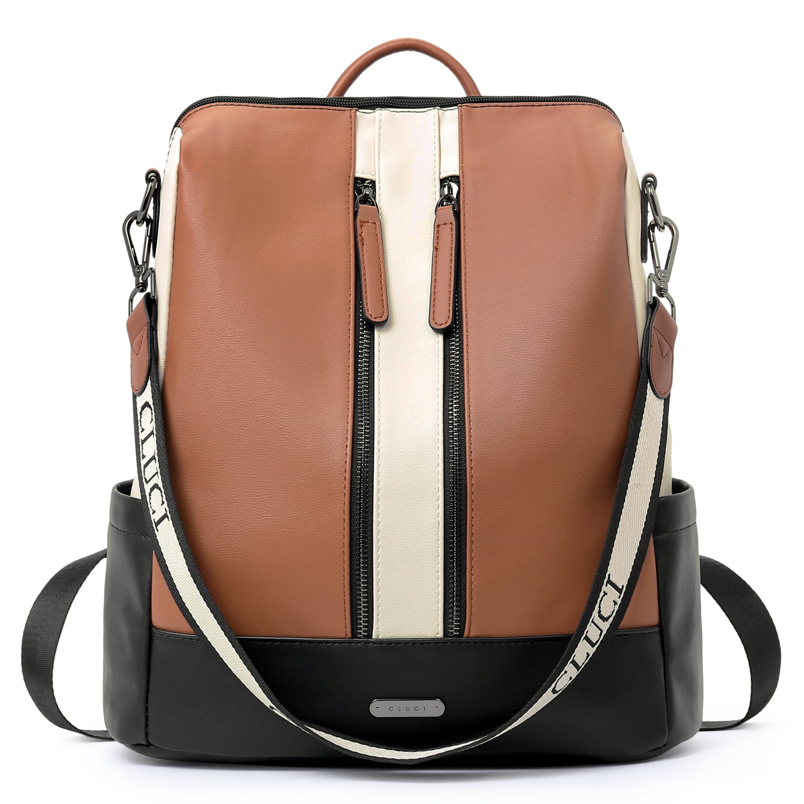 CLUCI Leather Backpack Purse for Women Convertible Large Travel Ladies Designer Fashion Casual College Shoulder Bag