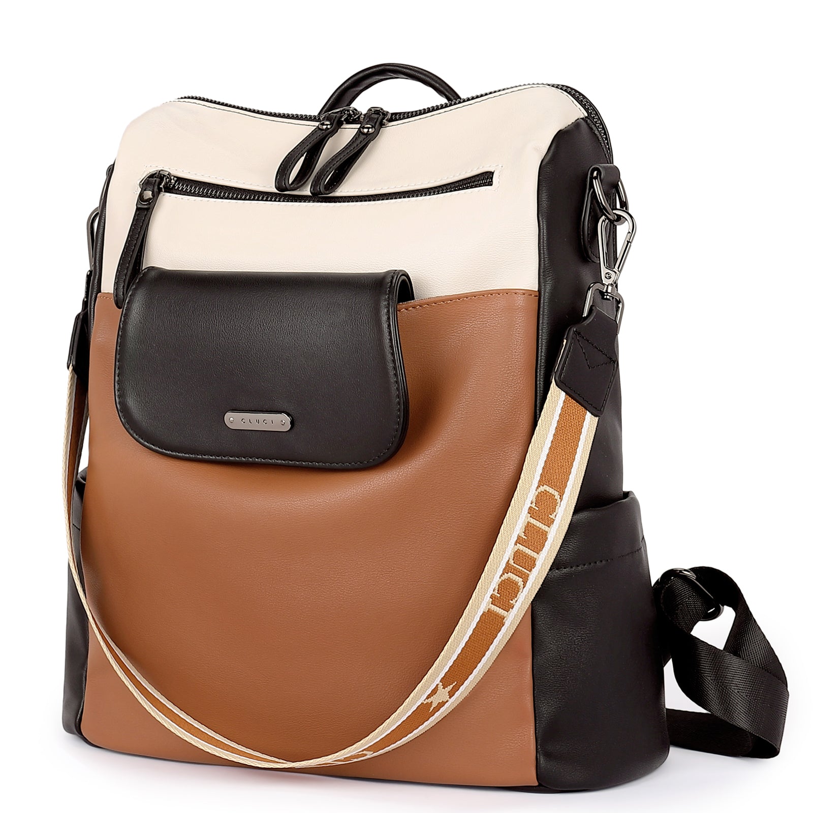 CLUCI Leather Backpack Purse for Women, Large Fashion Convertible Anti-theft, Travel Backpack Purses