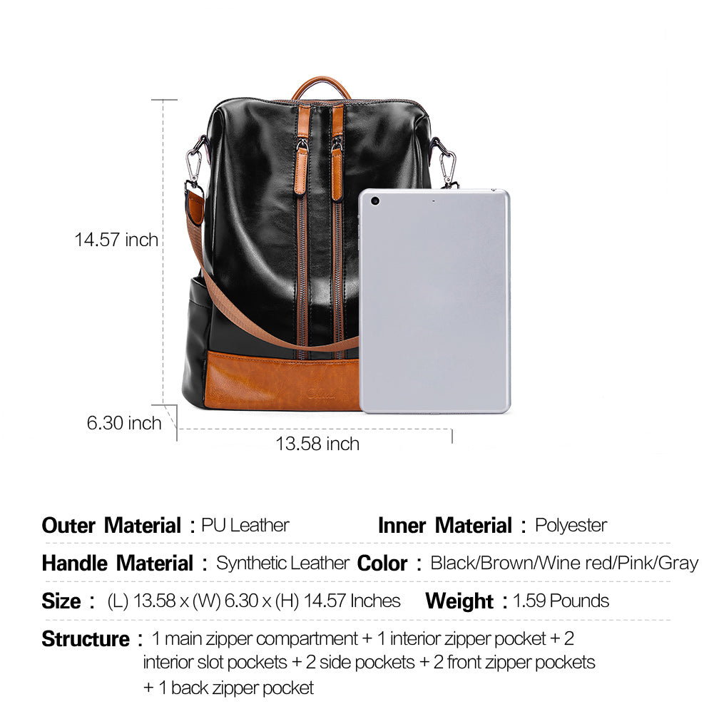 Greene Vegan Soft Leather Backpack Leather Purse For Work And Study
