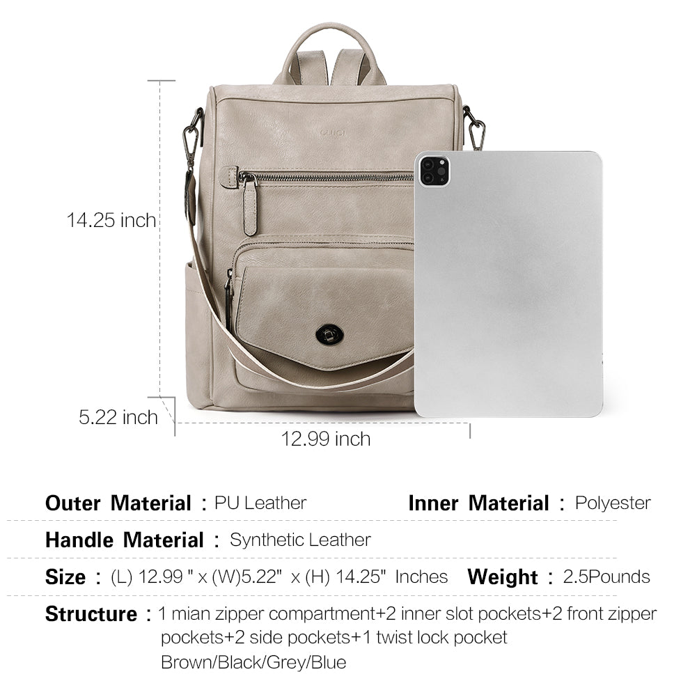 Greene Anti-Theft Vegan Leather Laptop Backpack Women's