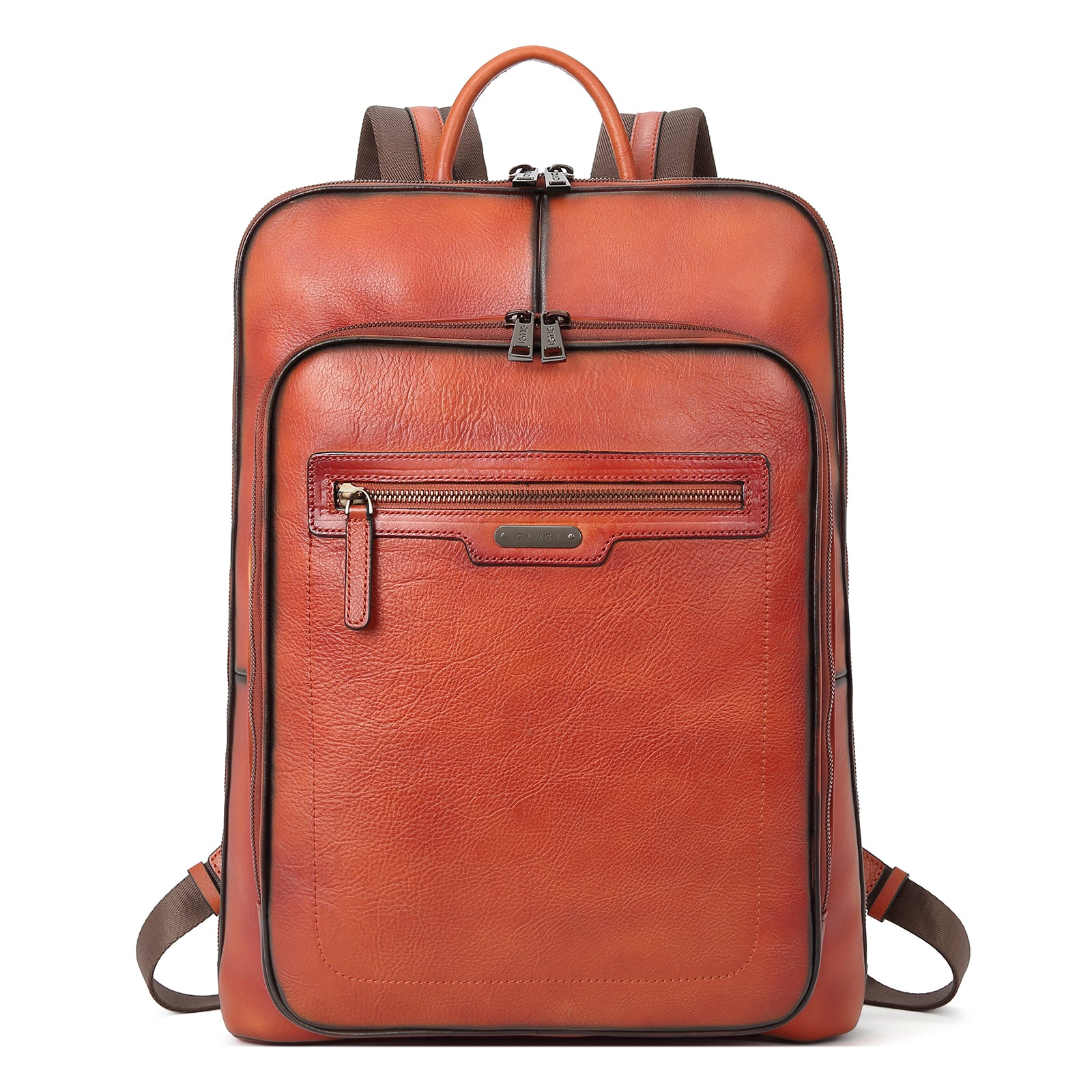 CLUCI Women Laptop Backpack Purse Vegetable Tanned Full Grain Leather 15.6 inch Computer Bag Business Casual Travel Daypack
