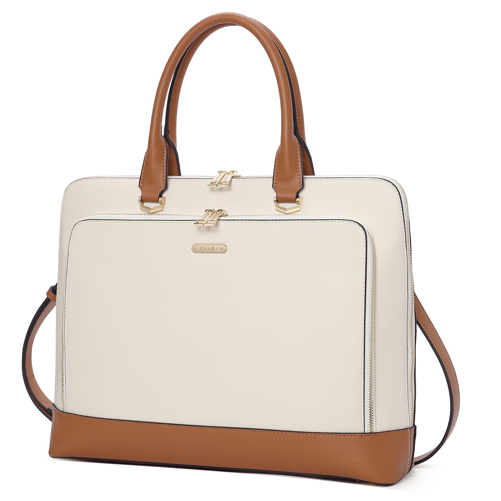 CLUCI Leather Briefcase for Women 15.6 Inch Laptop Business Computer Ladies Stylish Work Handbags Shoulder Bag