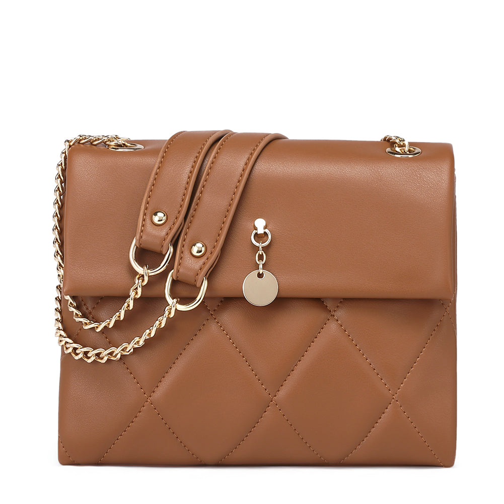 CLUCI Crossbody Bags for Women Small Vegan Leather Designer Handbags Leather and Metal Chain Strap, Ladies Shoulder Bag