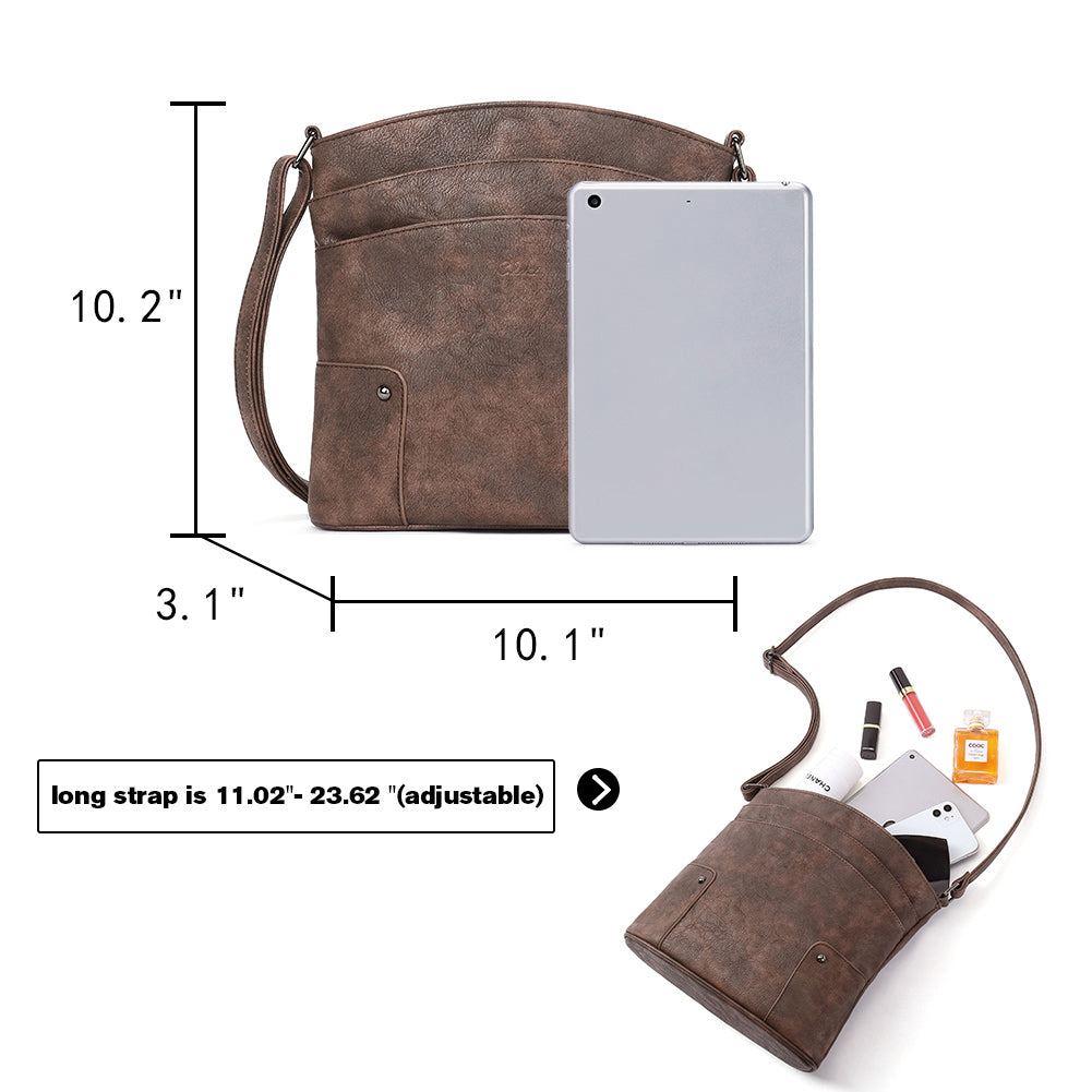 Amos Triple Pockets Vintage Crossbody Bag