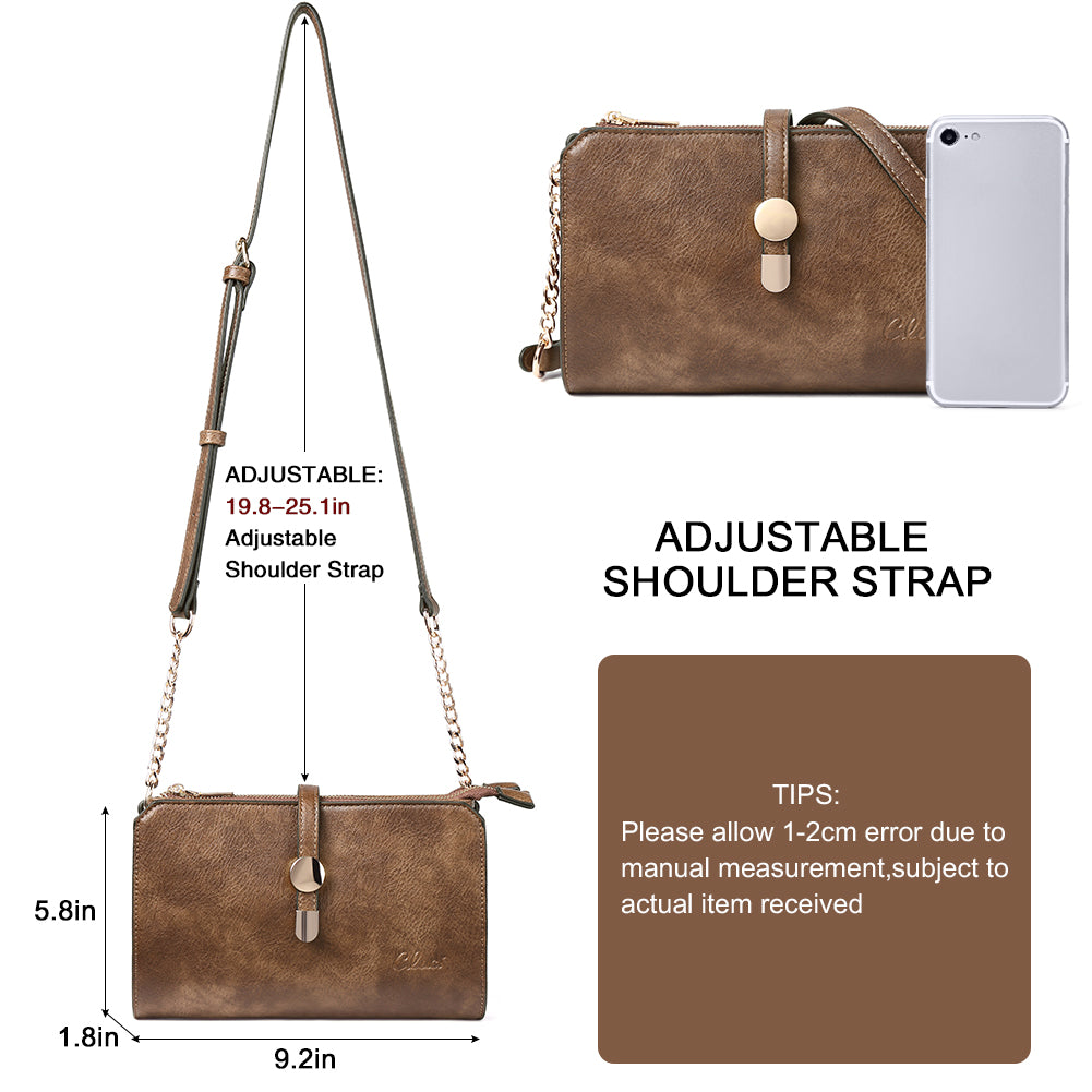 CLUCI Leather Crossbody Bags for Women Small Vintage Shoulder Purses Fashion Travel Bag with Adjustable Strap