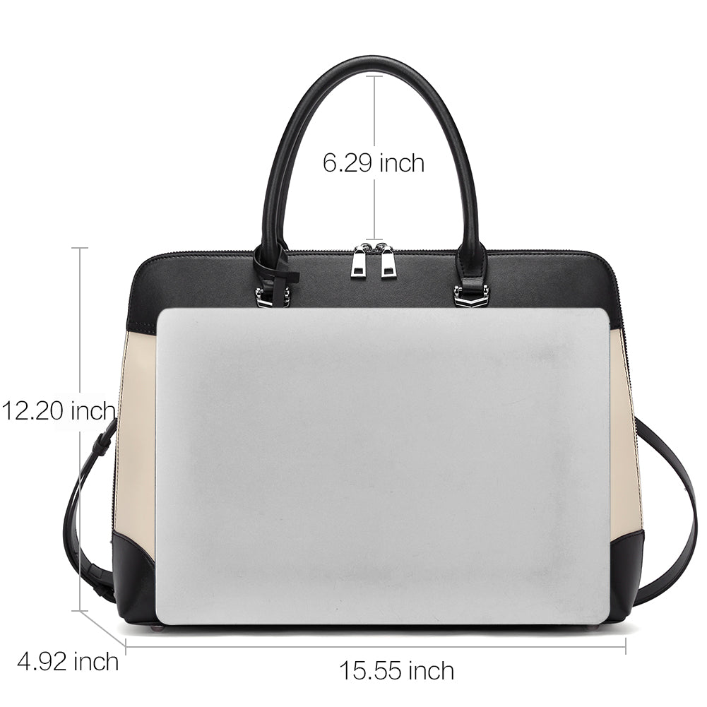 Claire Large Senior Leather Color Blocking Briefcase For Women