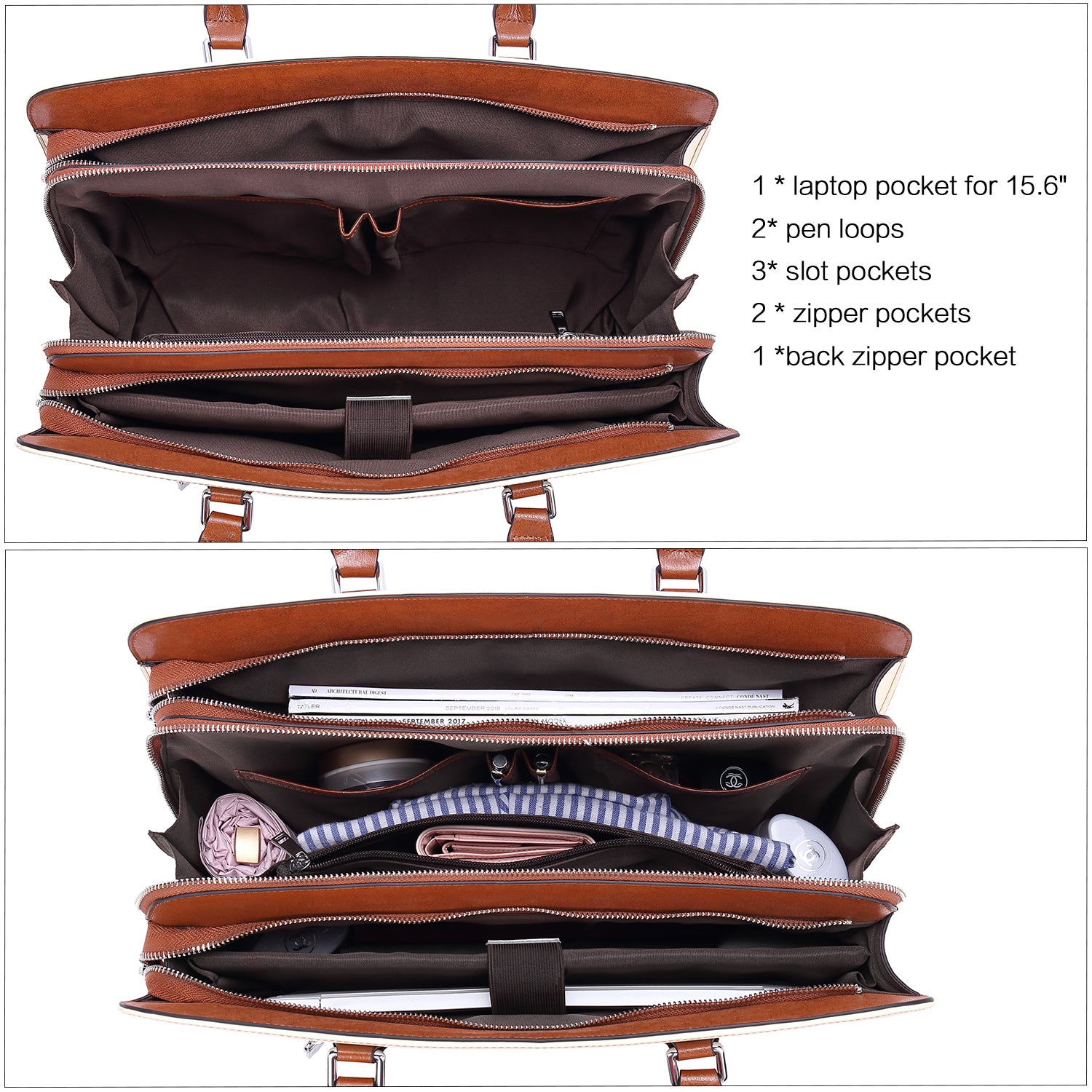 Lauren Designer Leather Briefcase For Women For Commuting