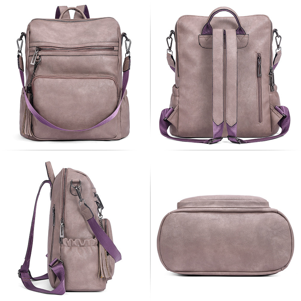 Greene Women's Leather Backpack Purse For Commuting | Two-Toned Vintage
