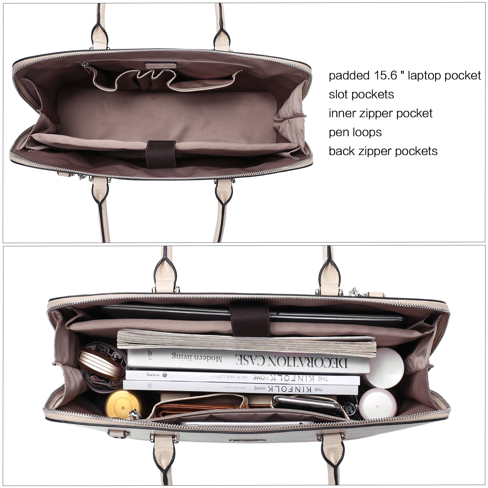 Claire Large Senior Leather Color Blocking Briefcase For Women