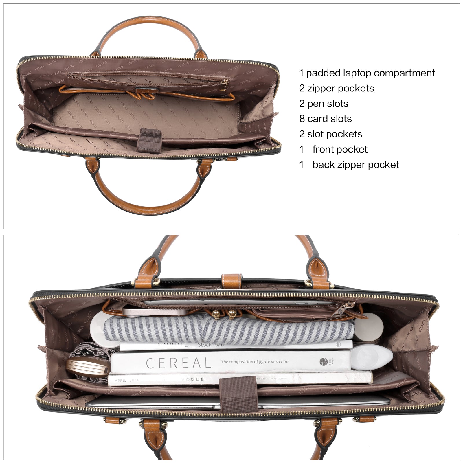Claire  Premium Leather Messenger Briefcase For School And Work