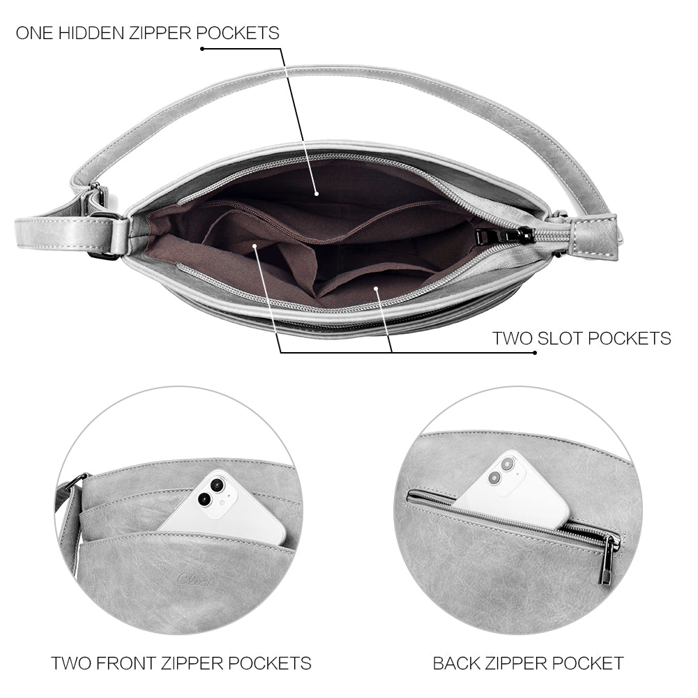 Amos Triple Pockets Vintage Crossbody Bag
